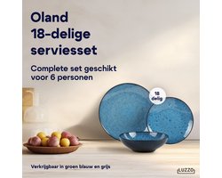Luzzo® Oland Serviesset 6 persoons 18 delig - Blauw