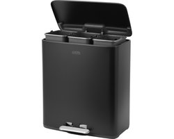 Luzzo® Pedaalemmer 51 liter - met losse 3 bakken voor Afvalscheiding - Zwart