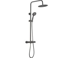 Luzzo® PVD Regendouche Gunmetal met thermostaatkraan - 25cm