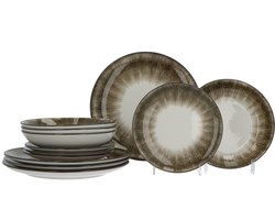 Luzzo® Sofi Serviesset 4 persoons 12-delig porselein - Bruin