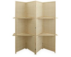 LW Collection Kamerscherm 4 panelen bamboe bruin 170x160 cm - paravent - scheidingswand