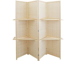 LW Collection Kamerscherm bamboe - kamerschermen 4 panelen - scheidingswand beige 170x160 cm - paravent kant en klaar