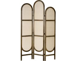 LW Collection Kamerscherm bruin hout - kamerschermen 3 panelen - rond en inklapbaar - decoratieve en moderne scheidingswand 170x120cm - paravent kant en klaar