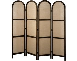 LW Collection Kamerscherm bruin hout - kamerschermen 4 panelen - rond en inklapbaar - decoratieve en moderne scheidingswand 170x160cm - paravent kant en klaar
