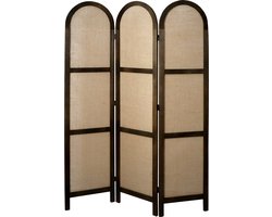 LW Collection Kamerscherm bruin hout rond - kamerschermen 3 panelen - rond en inklapbaar - decoratieve en moderne scheidingswand 170x120cm - paravent kant en klaar