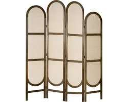 LW Collection Kamerscherm bruin hout rond - kamerschermen 4 panelen - rond en inklapbaar - decoratieve en moderne scheidingswand 170x160cm - paravent kant en klaar