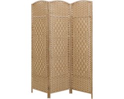LW Collection Kamerscherm Bruin - rotan / rieten kamerschermen 3 panelen - scheidingswand 170x120cm - paravent kant en klaar