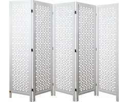 LW Collection Kamerscherm wit hout - kamerschermen 5 panelen - scheidingswand 170x200cm - paravent kant en klaar