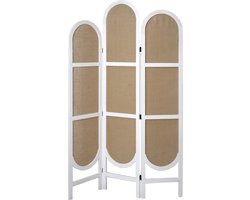 LW Collection Kamerscherm wit hout rond - kamerschermen 3 panelen - rond en inklapbaar - decoratieve en moderne scheidingswand 170x120cm - paravent kant en klaar