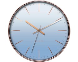 LW Collection lichtblauw luxe wandklok 30cm - muurklok - klok - keukenklok - wandklok - kleine klok - stil uurwerk - geschikt voor kantoor gang keuken woonkamer