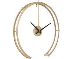 LW Collection moderne wandklok Goud 52cm - Grote industriële gouden wandklok - Muurklok Goud industrieel - Minimalistische Goudkleurige Klok