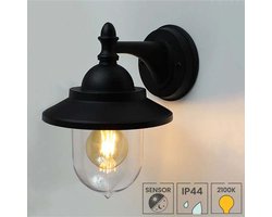 Lybardo - Buitenlamp met sensor dag en nacht + E27 LED Sensorlamp 4.2W - Extra Warmwit