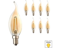 Lybardo - E14 LED Lamp - 8-pack - Kaarslamp - 0.6W - 2500K Warmwit Licht