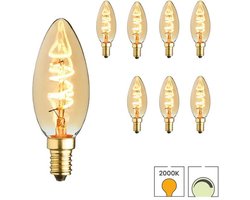 Lybardo - E14 LED Lamp - 8-pack - Kaarslamp - 2W Dimbaar - 2000K Extra Warmwit Licht