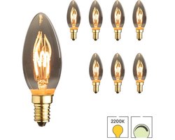 Lybardo - E14 LED Lamp - 8-pack - Kaarslamp - 2W Dimbaar - 2200K Extra Warmwit Licht