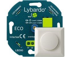 Lybardo - LED Dimmer - Met Afdekplaat - 3-125W - Universeel - Inbouw