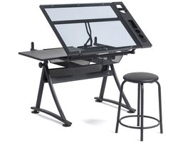 Lykke Tekentafel met glazen blad en kruk