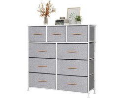 LYNCOHOME Ladekast met 9 stoffen laden, ladekast voor de slaapkamer, kast, slaapkamermeubilair, ladekast met 9 laden, ladekast voor de keuken, kantoor, hal