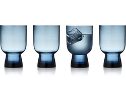 Lyngby Glas Sorrento waterglazen, drinkglazen set, glazen voor dagelijks gebruik, 30 cl, 4 stuks, blauw