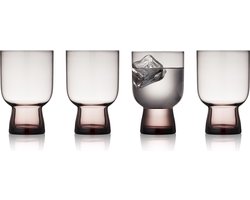 Lyngby Glas Sorrento waterglazen, drinkglazen set, glazen voor dagelijks gebruik, 30 cl, 4 stuks, roze
