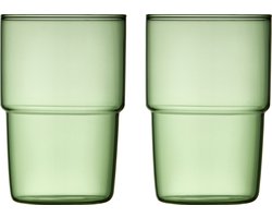 Lyngby Glas Torino waterglazen - 400 ml - set van 2 - groen - drinkglazen set, glazen voor dagelijks gebruik, vaatwasserbestendig