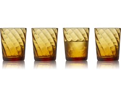 Lyngby Glas Vienna waterglazen, gekleurd drinkglazen set, vaatwasserbestendig, 30 cl, set van 4, amber