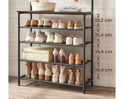 Lynly - kapstok, schoenenrek garderobekast- kapstok staand - met schoenenrek zwart en bruin - halmeubel garderoberek hoedenplank