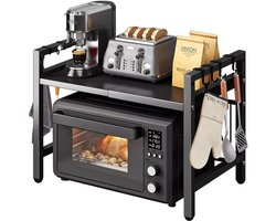 Lynly - uitbreidbare 42-64cm magnetron plank organisator keukenmeubel - magnetronkast - magnetron rek - keukenkast zwart