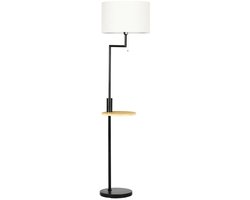 Lynly - Vloerlamp Tafelkap E27 Max. 40W Linnen Lampenkap - vloerlampen woonkamer - inclusief tafeltje - 2 in 1 vloerlamp