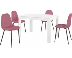 Lynn & Luna|Set van Eettafel 120x80cm met 4 Stoelen Rose