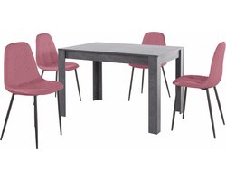 Lynn & Luna|Set van Eettafel 120x80cm met 4 Stoelen Rose