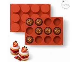 Lynn's siliconen bakvorm - 12 ronde holtes van 5cm x 2.5cm - Mini cakejes, mousse, chocolade, petit fours, gebakjes, oreo's, koekjes, zeepjes, kaarsjes, gips, epoxy etc.
