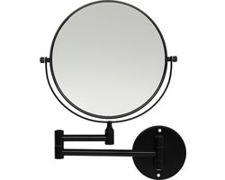 LYVION Make-up spiegel - Scheerspiegel - Vergrootspiegel - 2 Spiegels - Voor aan de wand - Uitklapbaar - Verstelbaar - Cosmeticaspiegel - Dubbelzijdig - RVS - Zwart