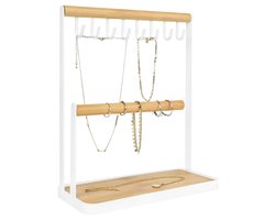 LYVION Sieradenrekje van staal en hout / Voor horloges, kettingen en armbanden - Wit