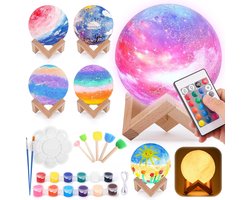 Lzwintrading DIY Maan Lamp Craft Kits voor Kinderen - 3D Kunst en Ambachten Schilderen Kit - Nachtlampje - Maanlamp Tafellamp met Afstandsbediening - Speelgoed 5 6 7 8 9 10 11 12 Jaar voor Jongens Meisjes - Cadeau voor Verjaardag, Kerstmis, Nieuwjaar