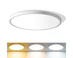 Lzwintrading - LED Plafondlamp 24W - Plafondlampen met 3 Kleurtemperatuur - Badkamerlamp - Plafond Lamp - Paneel 3000K-6500K voor Badkamer Slaapkamer Kinderkamer Woonkamer Rond Wit - Ø30cm - Plafonniere