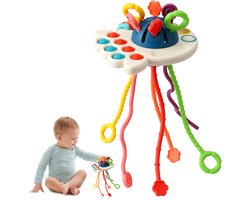 Lzwintrading - Montessori Speelgoed vanaf Baby 1 2 3 4 jaar - Kinderspeelgoed Onderweg - Sensorisch Speelgoed - Educatief Spel voor Baby's - Bijtring Baby - Silicone Trekkoord Speelgoed voor Kleuter - Ophangbaar - Baby Speelgoed 6 7 8 9 10 Maanden