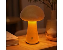 Lzwintrading - Nachtlampje Kinderen Oplaadbaar - Houten paddenstoel LED - Nachtlampje Baby - Tafellamp Slaapkamer - Lamp Nachtkastje - Schattige Decoratieve Tafellamp voor Woonkamer Slaapkamer