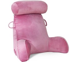 M-Goods – XXL Leeskussen met Armen – Ergonomisch Rugkussen voor Bed & Bank – Hoofd- en Neksteun – Zacht Loungekussen voor Lezen, Gamen & TV Kijken – Roze