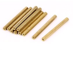 M3 x 50mm Vrouwelijke Schroefdraad Messing Hex Standoff Pillar Spacer Moer 10 stuks