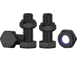 M6 bouten en moeren, 10 stuks bouten en moeren, M6 x 20 mm, schroevenset met zelfborgende moeren, roestvrij staal, A2 V2A, set moeren en bouten voor machines, meubels, 3D-print, auto, zwart