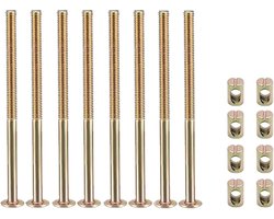 M6 x 110mm meubelbouten set - 8 stuks carbon staal - hexagonale schroef met barrel moeren - ShopVlot