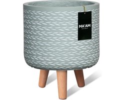 MA'AM Eve - Bloempot op poten - D32xH36 - Groen - houten pootjes (FSC) - duurzame kwaliteit - trendy design plantenpot