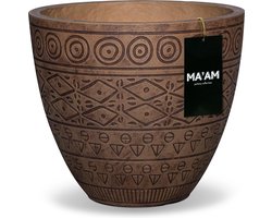 MA'AM Fay - bloempot - rond - 44x40 bruin - mooie plantenpot bohemian/botanisch/marokkaans decoratie buiten/binnen