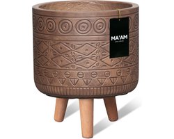 MAAM Pottery Fay bloempot op poten - D32xH36 - Bruin - houten pootjes (FSC) - bohemian/botanische decoratie