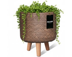 MAAM Pottery Fay bloempot op poten - D37xH40 - bruin - houten pootjes (FSC) - marokaans/bohemian/botanisch