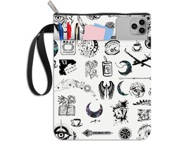 Maan Boekhoes Witte Boekbeschermer voor Paperbacks - Wasbare Stoffen Doek Boek Cover met Rits en Extra Mouwzak - Boekhoezen voor Boekliefhebbers en Klasgenoot Geschenken