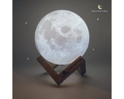 Maan Lamp - Vera's Arts & Dice - 16 Verschillende Kleuren - Planeet Lampen - Moon Lamp - LED Lamp - Oplaadbaar Dimbaar Stroboscoop Effect Afstandsbediening - 3D Print Handmade - Lampen Sfeerverlichting - Slaapkamer Woonkamer Kinderkamer