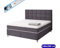 Maan matras ® Boxspring 140x200 | Inclusief Matras & Topper | Antraciet | bed | boxspring met opbergruimte | Boxspring compleet