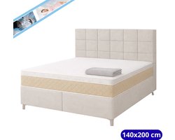 Maan matras ® Boxspring 140x200 | Inclusief Matras & Topper | Beige | bed | boxspring met opbergruimte | Boxspring compleet